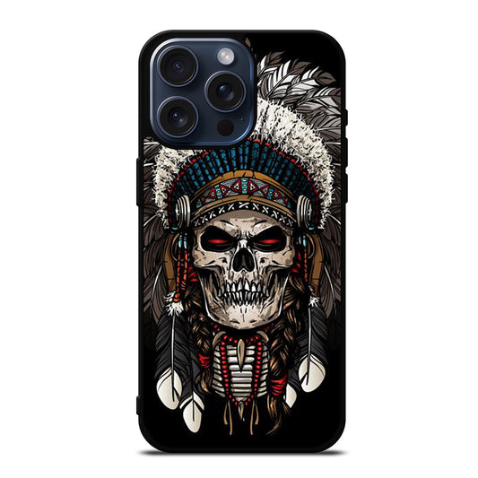 INDIAN FEATHER SKULL ART 2 iPhone 15 Pro Max Case Cover
