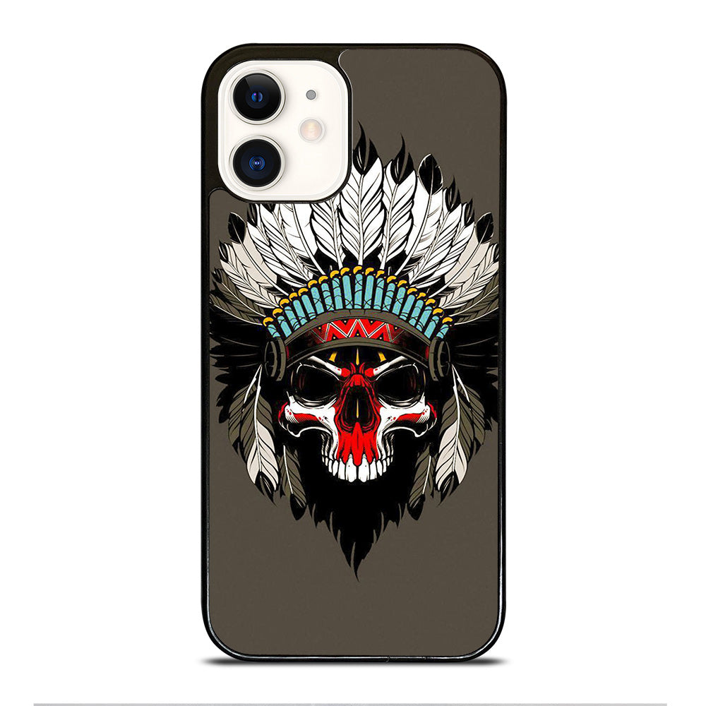 INDIAN FEATHER SKULL ART iPhone 12 Case Cover
