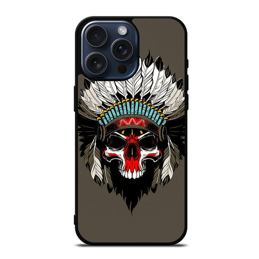 INDIAN FEATHER SKULL ART iPhone 15 Pro Max Case Cover