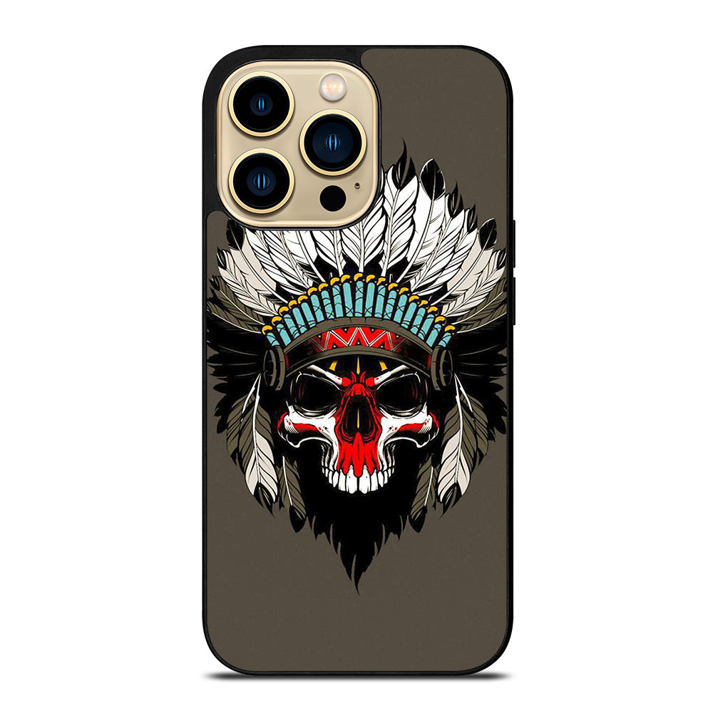 INDIAN FEATHER SKULL ART iPhone 14 Pro Max Case Cover