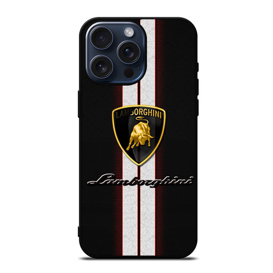 LAMBORGHINI WHITE STRIPE LOGO iPhone 15 Pro Max Case Cover