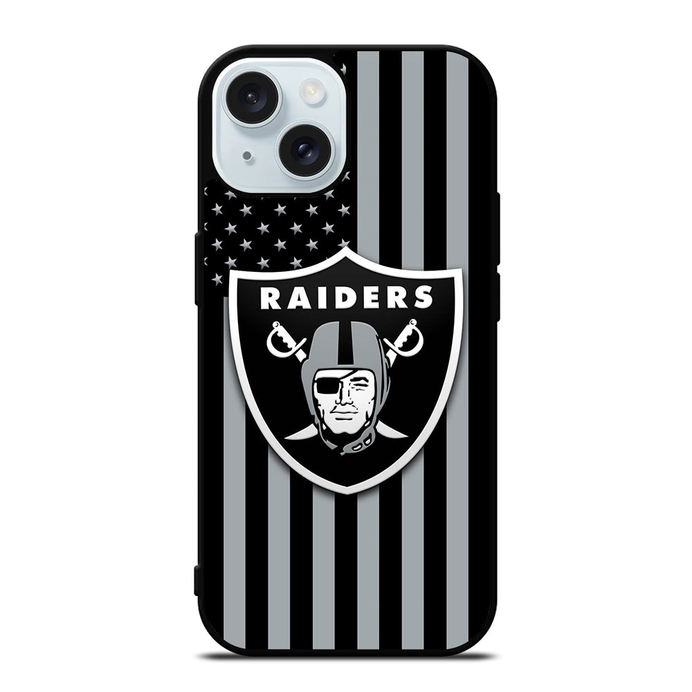 LAS VEGAS RAIDERS AMERICAN FLAG LOGO iPhone 15 Case Cover