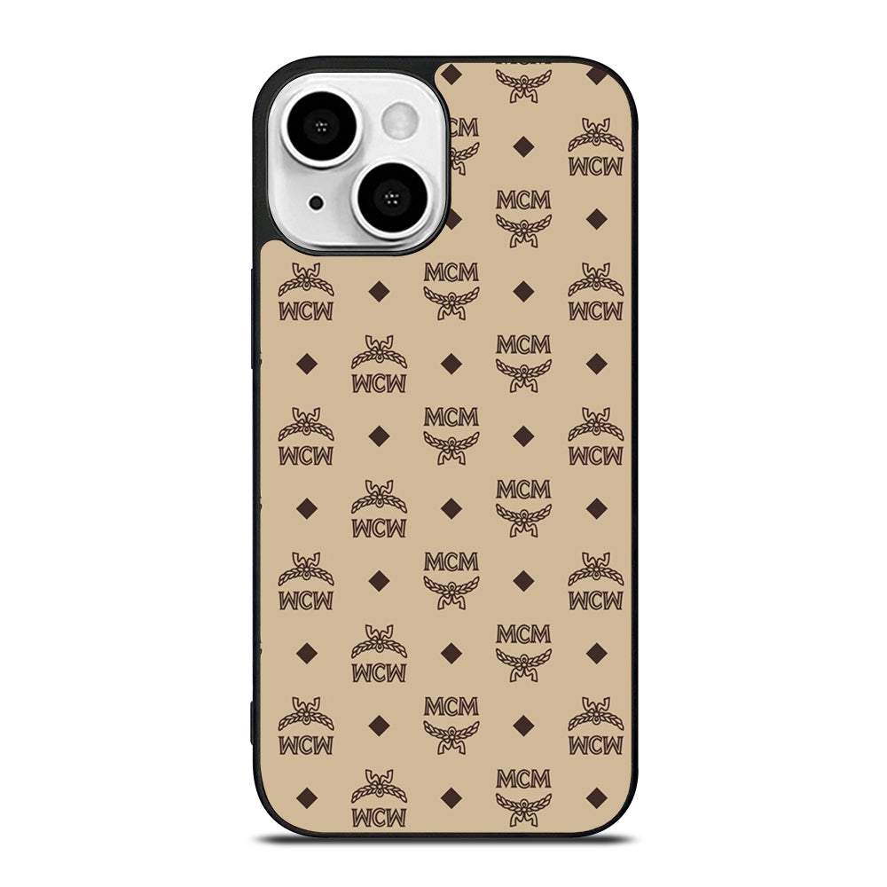 MCM WORLD WIDE BROWN LEATHER PATTERN 2 iPhone 13 Mini Case Cover