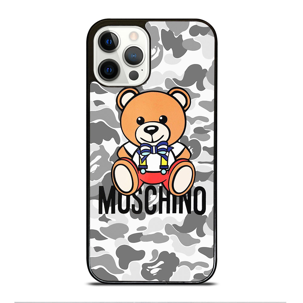 MOSCHINO TEDDY BEAR BAPE CAMO iPhone 12 Pro Case Cover