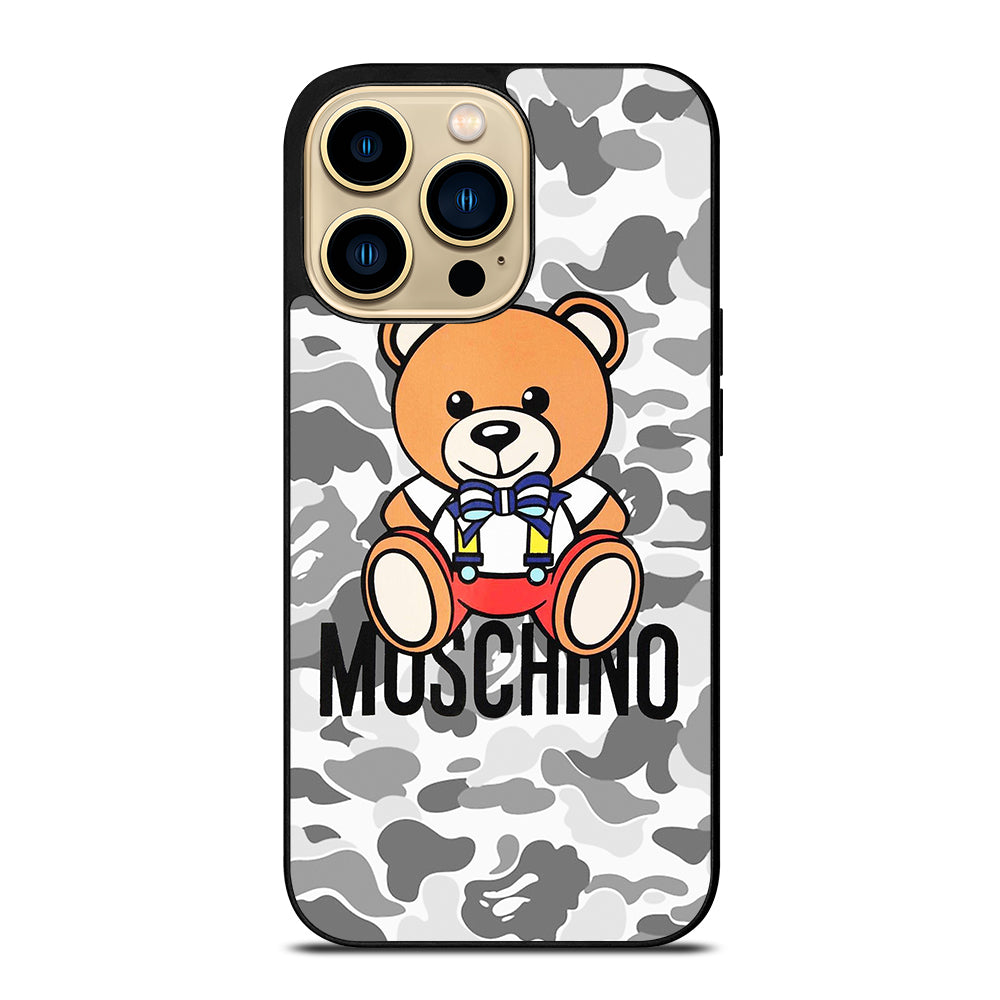 MOSCHINO TEDDY BEAR BAPE CAMO iPhone 14 Pro Max Case Cover
