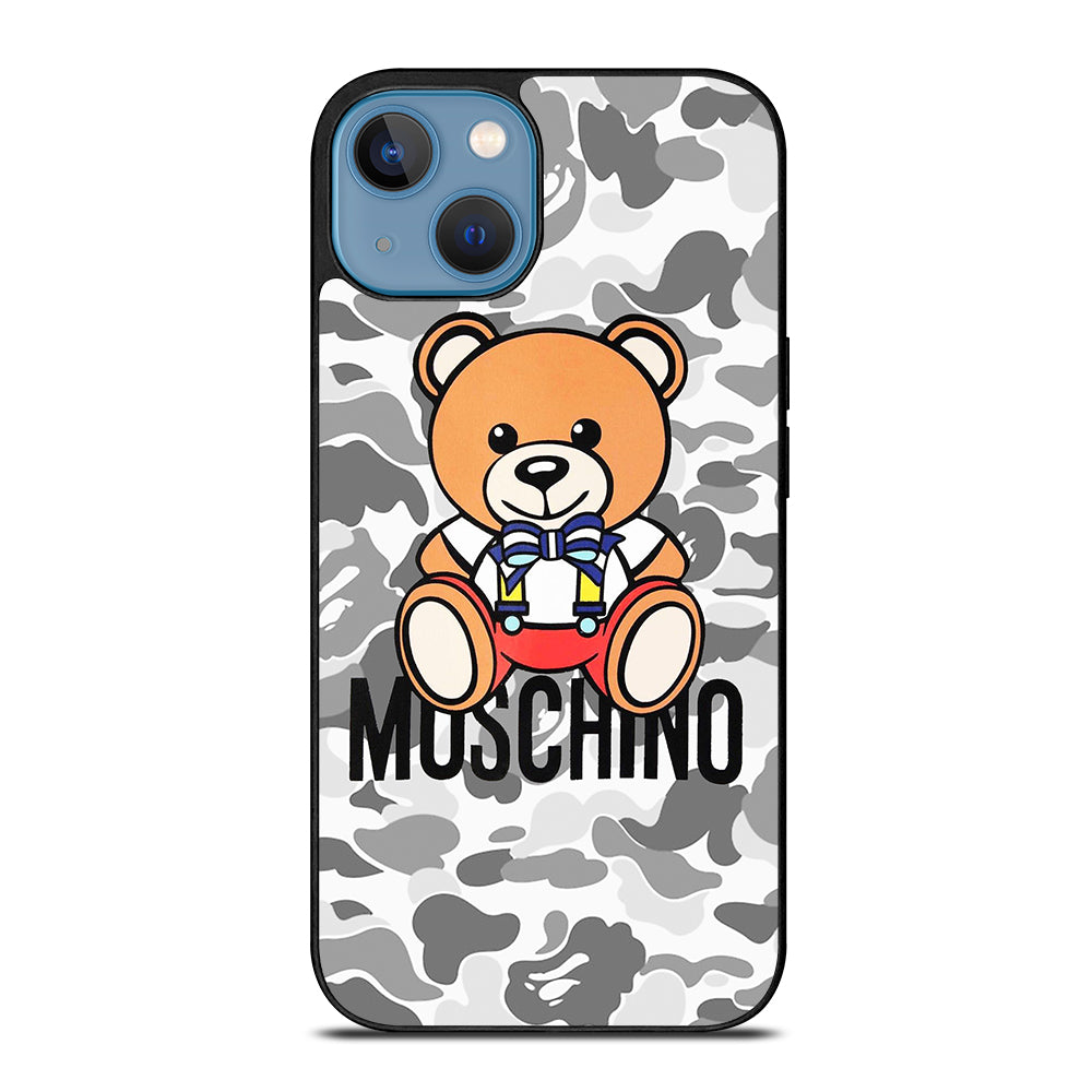 MOSCHINO TEDDY BEAR BAPE CAMO iPhone 13 Case Cover