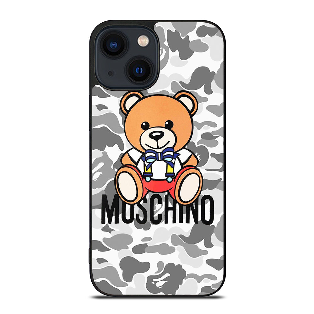 MOSCHINO TEDDY BEAR BAPE CAMO iPhone 14 Plus Case Cover