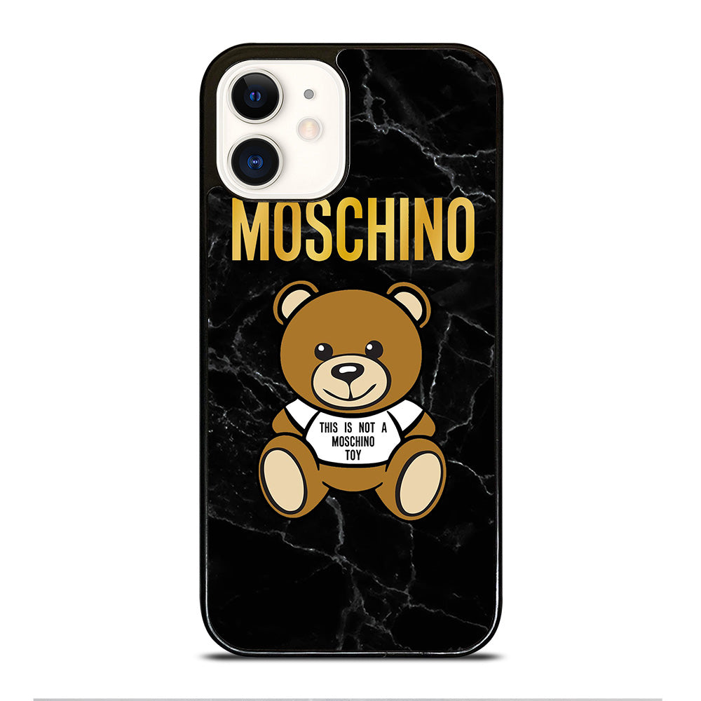 MOSCHINO TEDDY BEAR BLACK MARBLE iPhone 12 Case Cover