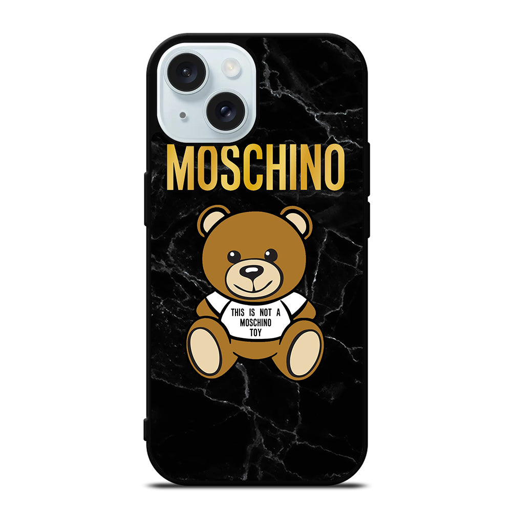 MOSCHINO TEDDY BEAR BLACK MARBLE iPhone 15 Case Cover