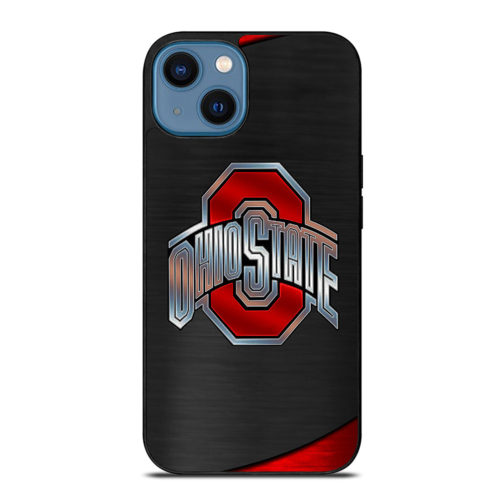 OHIO STATE BUCKEYES METAL LOGO iPhone 14 Case Cover