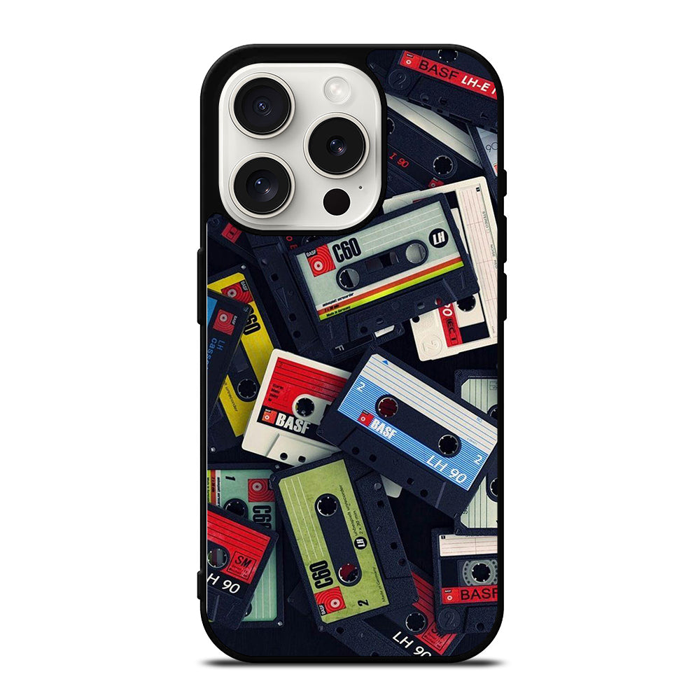 RETRO CASSETTE TAPE PATTERN iPhone 15 Pro Case Cover