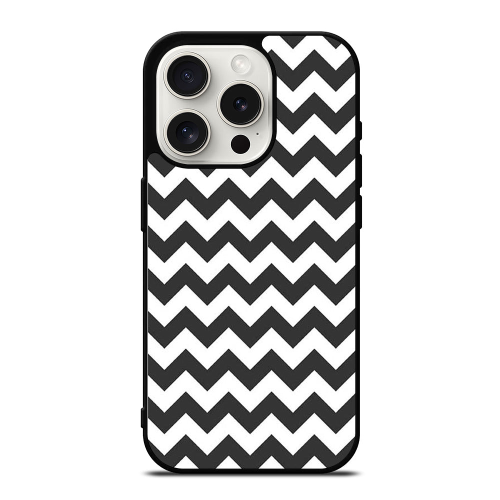 RILEY BLAKE CHEVRON PATTERN GREY iPhone 15 Pro Case Cover