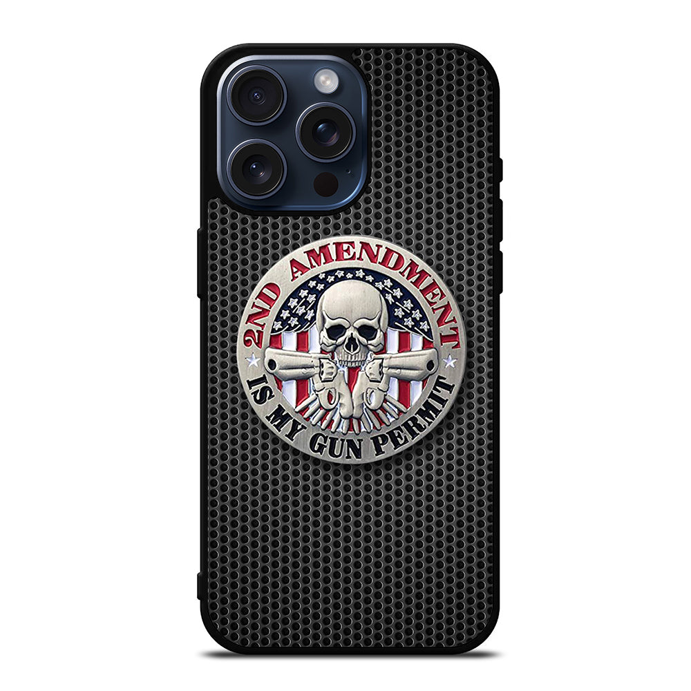 SECOND AMENDMENT AMERICAN GUN METAL LOGO iPhone 15 Pro Max Case Cover