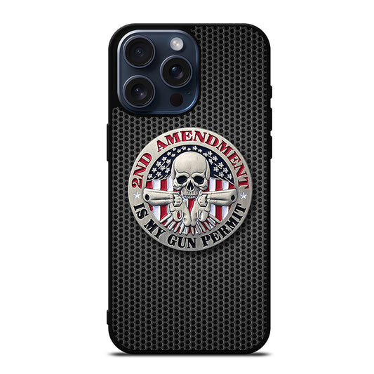 SECOND AMENDMENT AMERICAN GUN METAL LOGO iPhone 15 Pro Max Case Cover