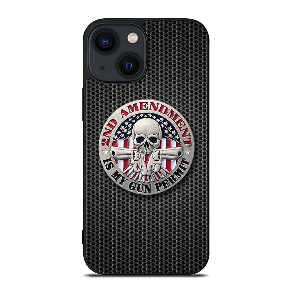 SECOND AMENDMENT AMERICAN GUN METAL LOGO iPhone 14 Plus Case Cover