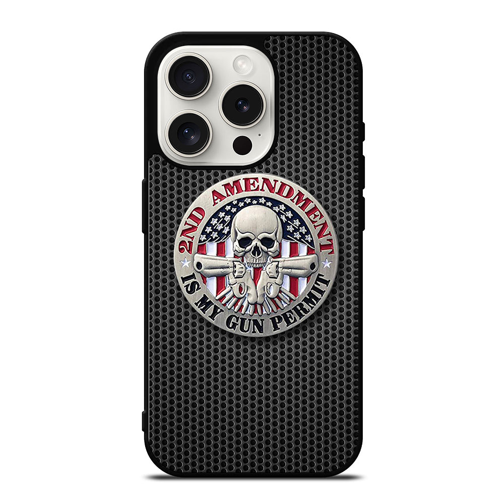 SECOND AMENDMENT AMERICAN GUN METAL LOGO iPhone 15 Pro Case Cover