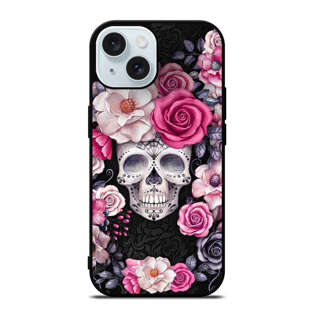 SUGAR SKULL ROSE iPhone 15 Case Cover