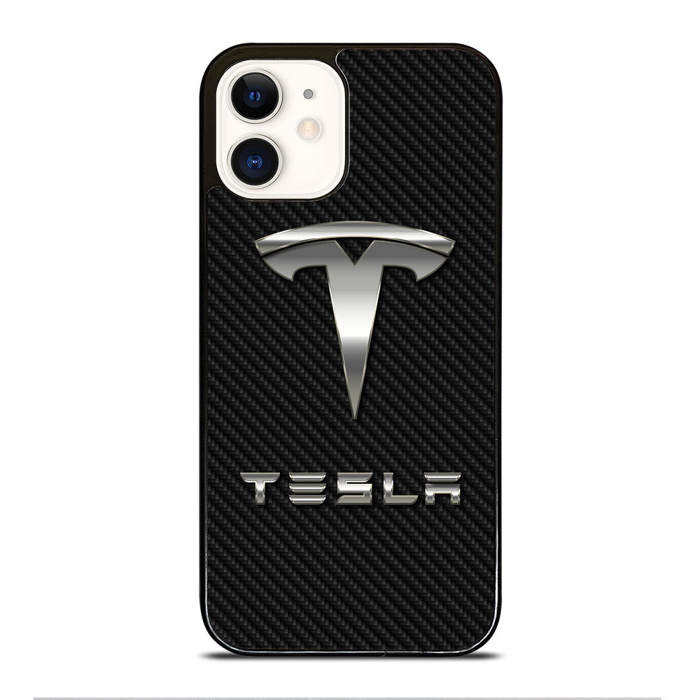TESLA CARBON LOGO iPhone 12 Case Cover