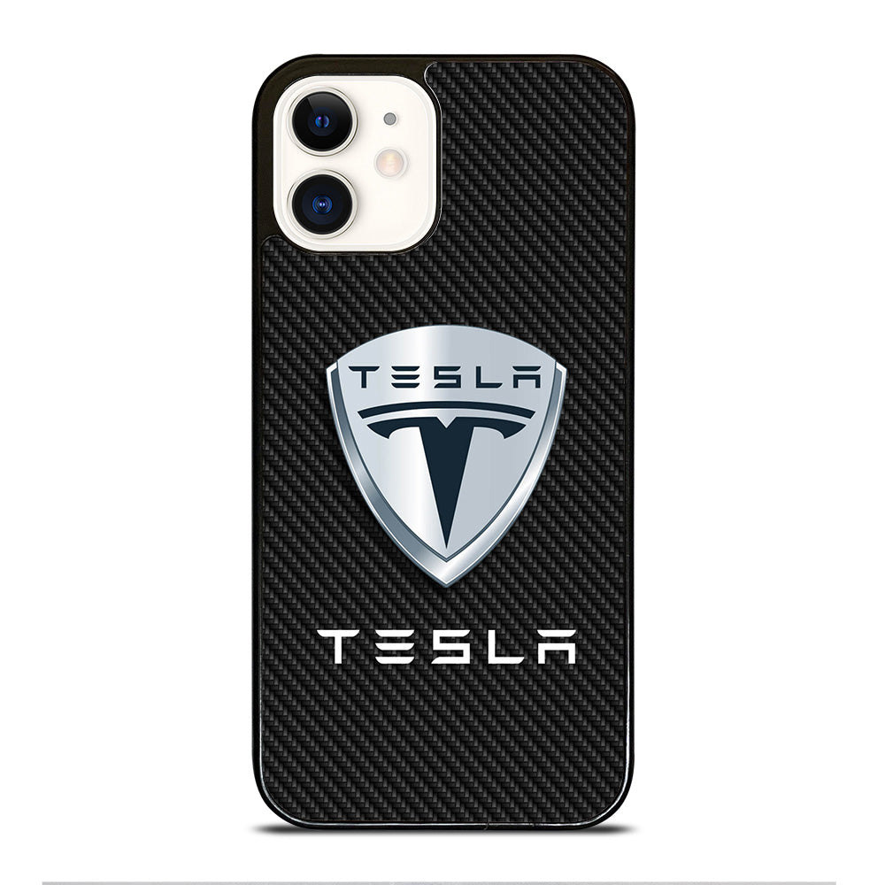 TESLA LOGO CARBON iPhone 12 Case Cover