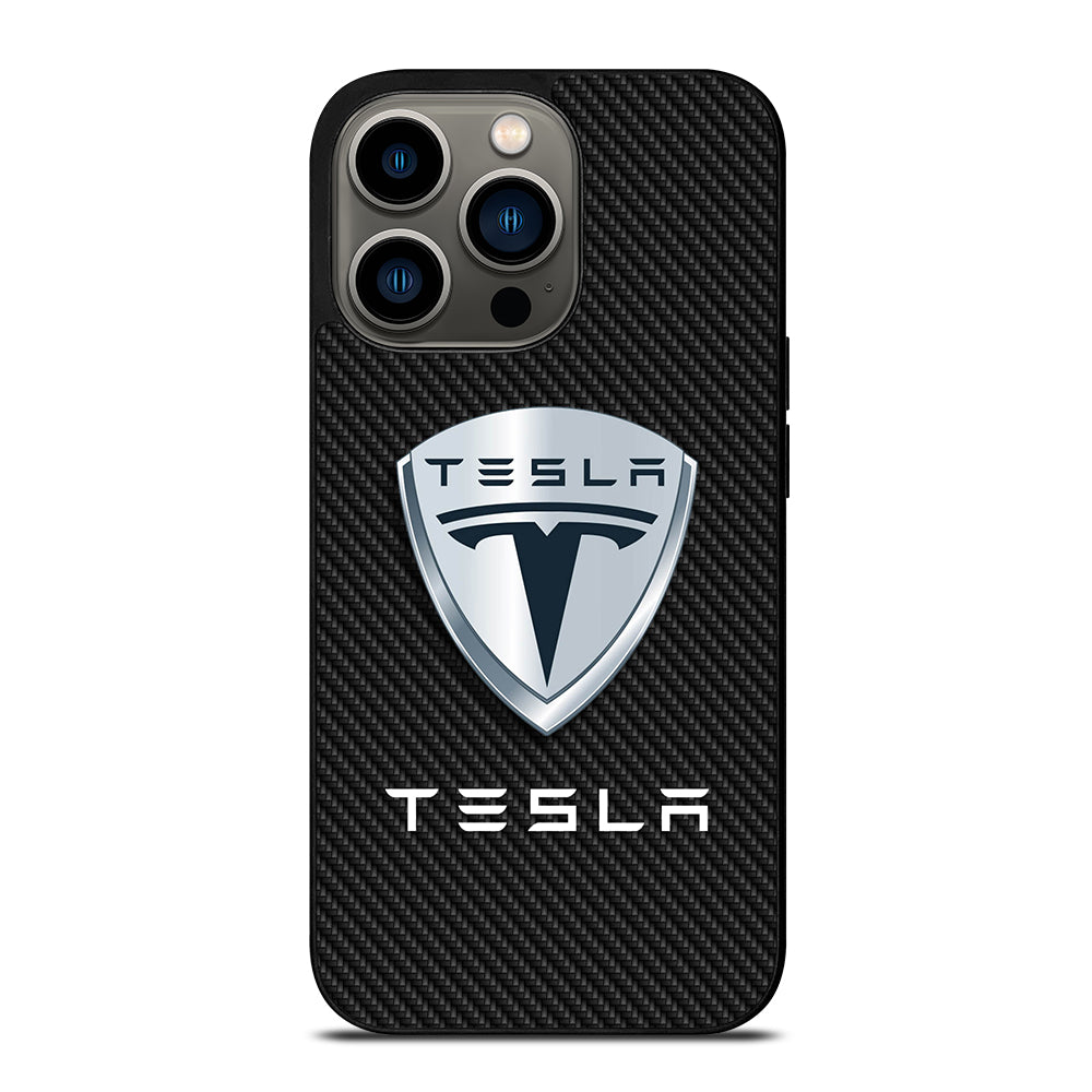 TESLA LOGO CARBON iPhone 13 Pro Case Cover