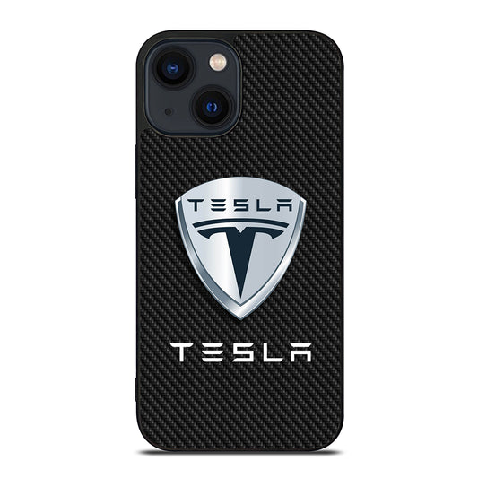 TESLA LOGO CARBON iPhone 14 Plus Case Cover
