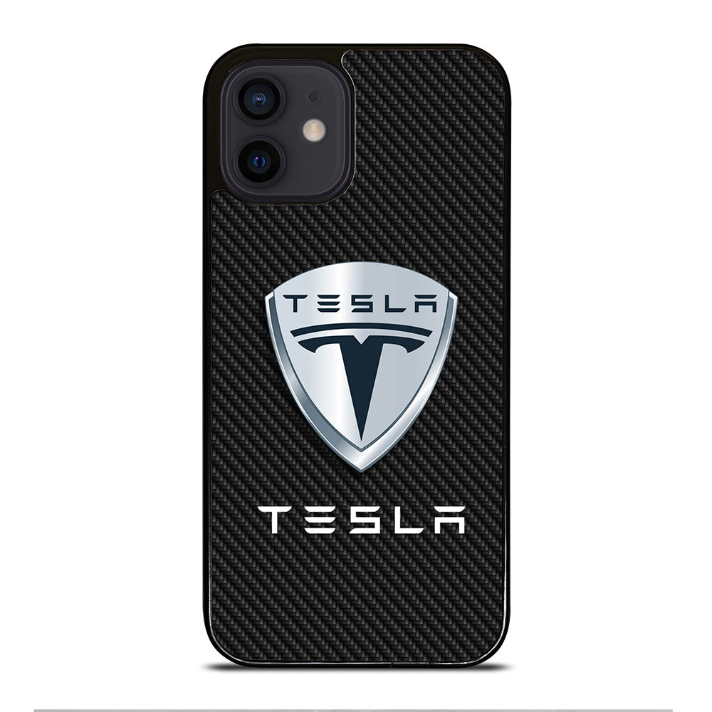 TESLA LOGO CARBON iPhone 12 Mini Case Cover