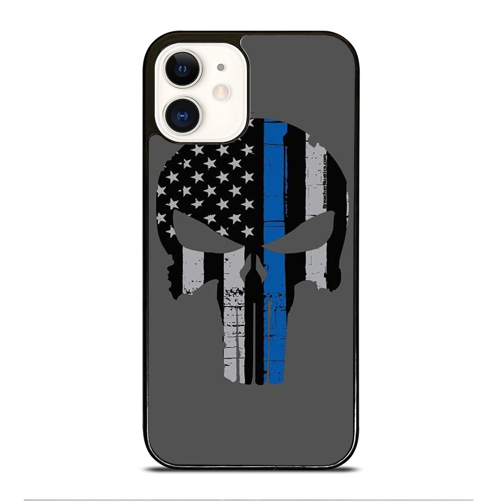 THIN BLUE LINE PUNISHER SKULL 2 iPhone 12 Case Cover
