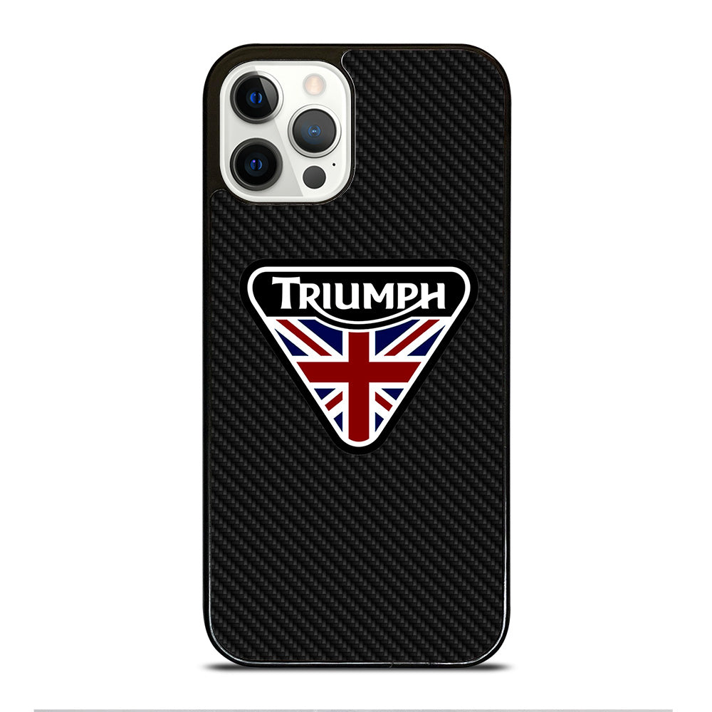 TRIUMPH MOTORCYCLE LOGO CARBON iPhone 12 Pro Case Cover