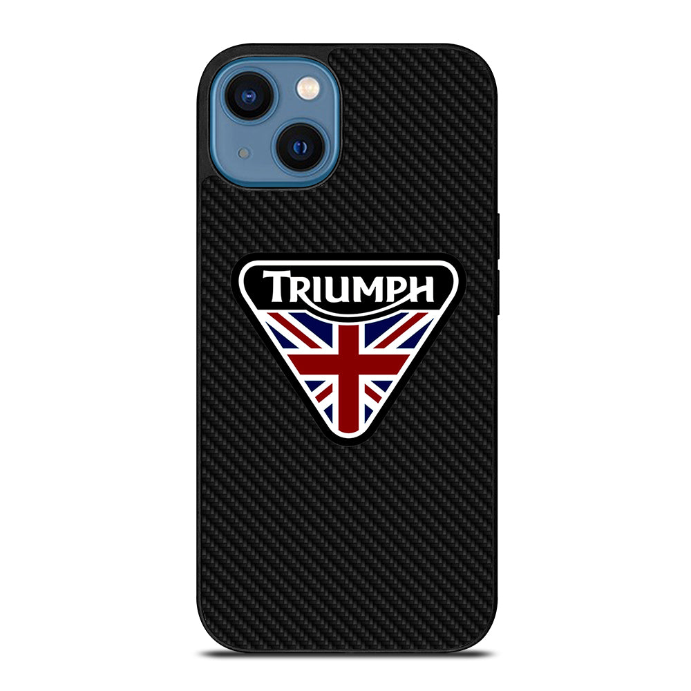 TRIUMPH MOTORCYCLE LOGO CARBON iPhone 14 Case Cover