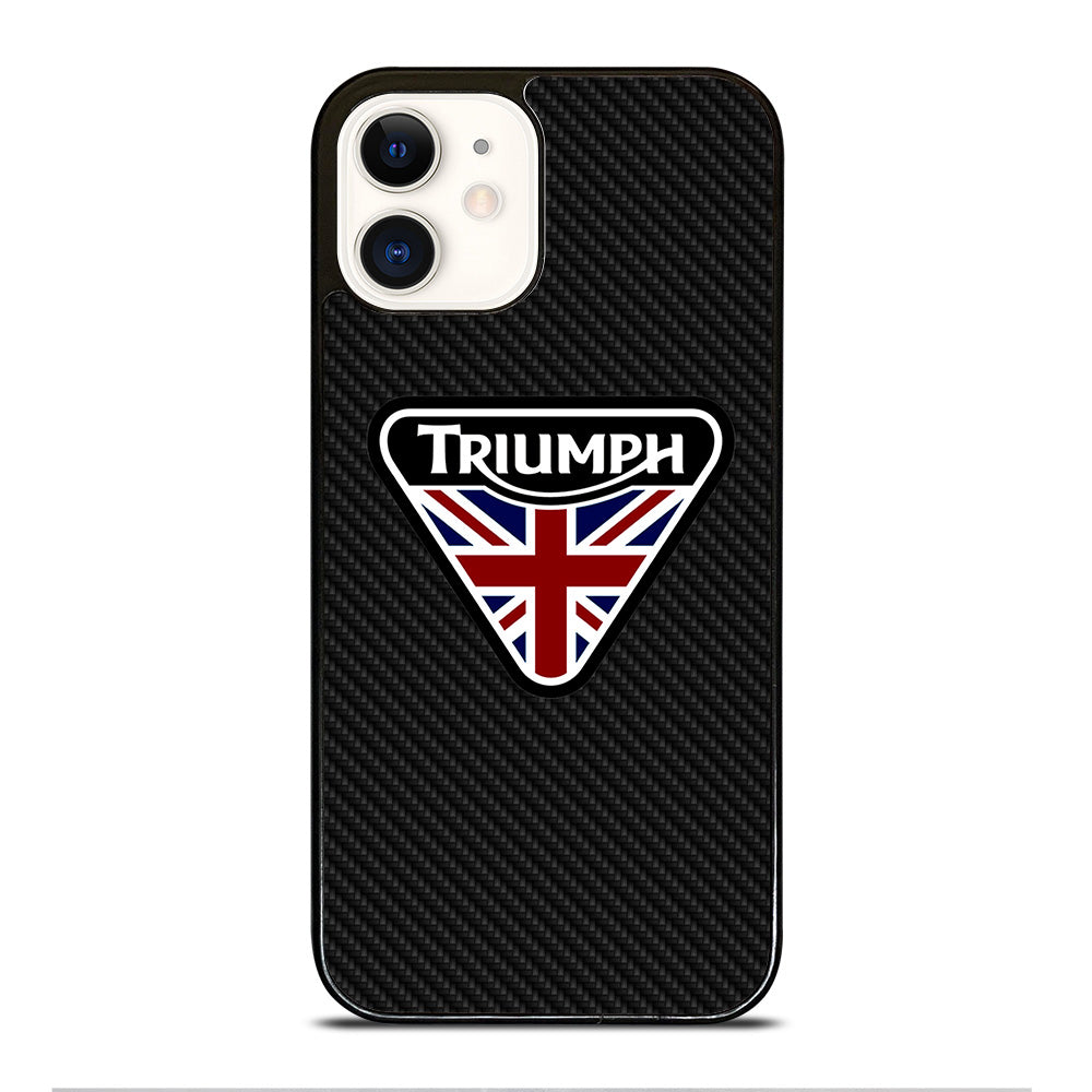 TRIUMPH MOTORCYCLE LOGO CARBON iPhone 12 Case Cover