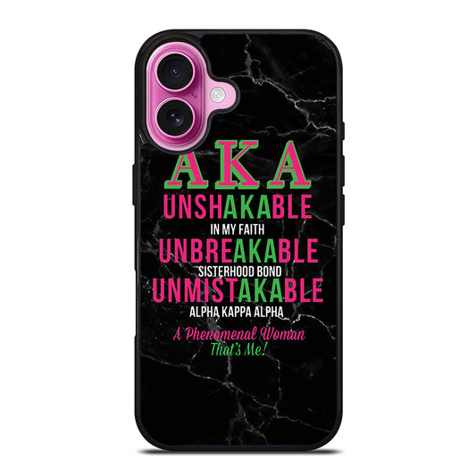 ALPHA KAPPA ALPHA BLACK MARBLE iPhone 16 Plus Case Cover