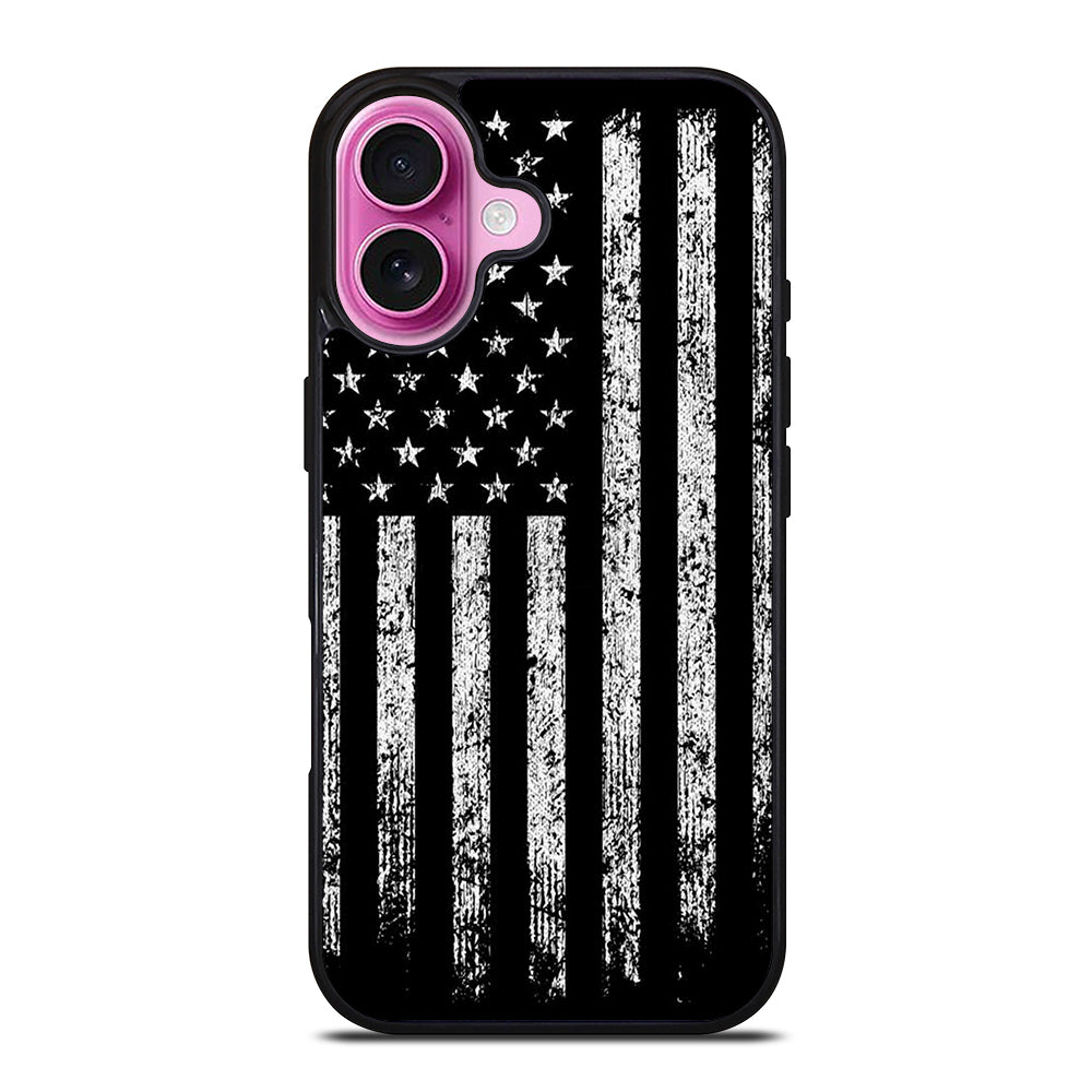 AMERICAN FLAG BLACK AND WHITE iPhone 16 Plus Case Cover