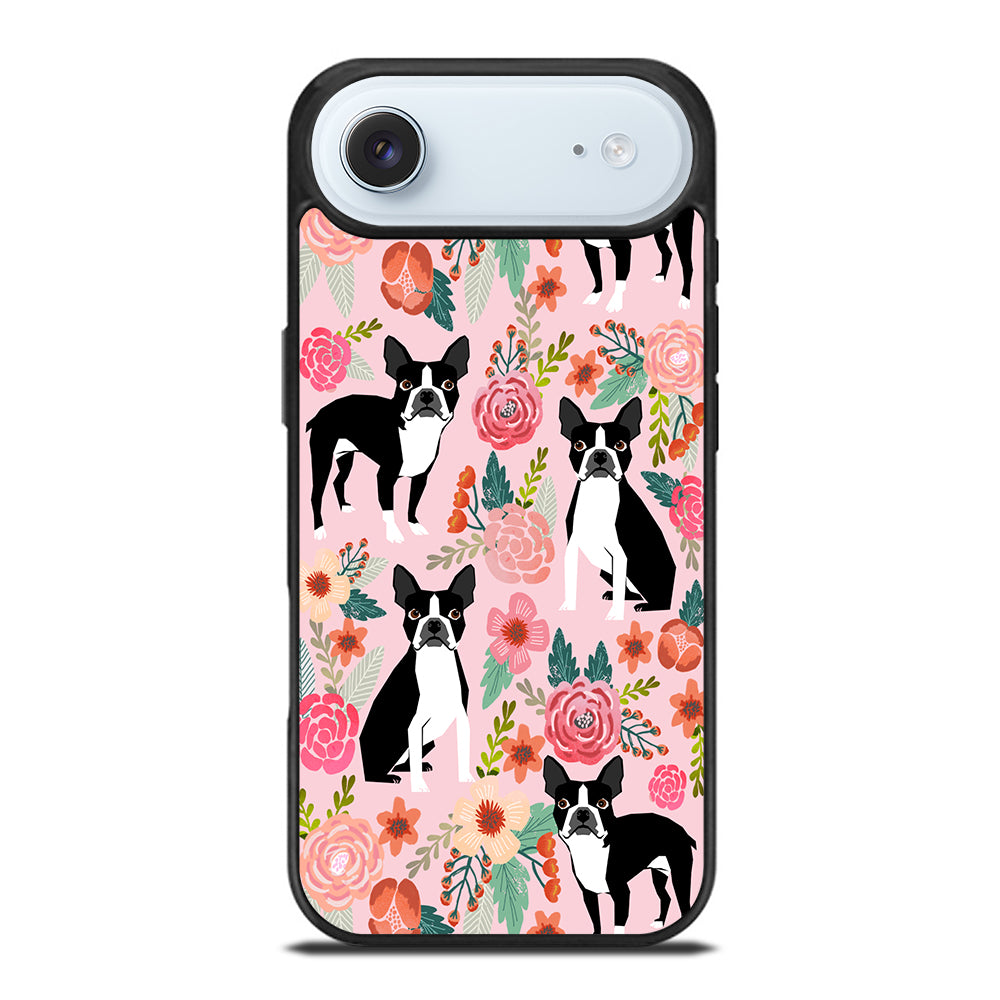 BOSTON TERRIER DOG FLORAL PATTERN iPhone Air Case Cover
