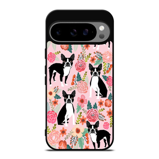 BOSTON TERRIER DOG FLORAL PATTERN Google Pixel 9 Pro XL Case Cover