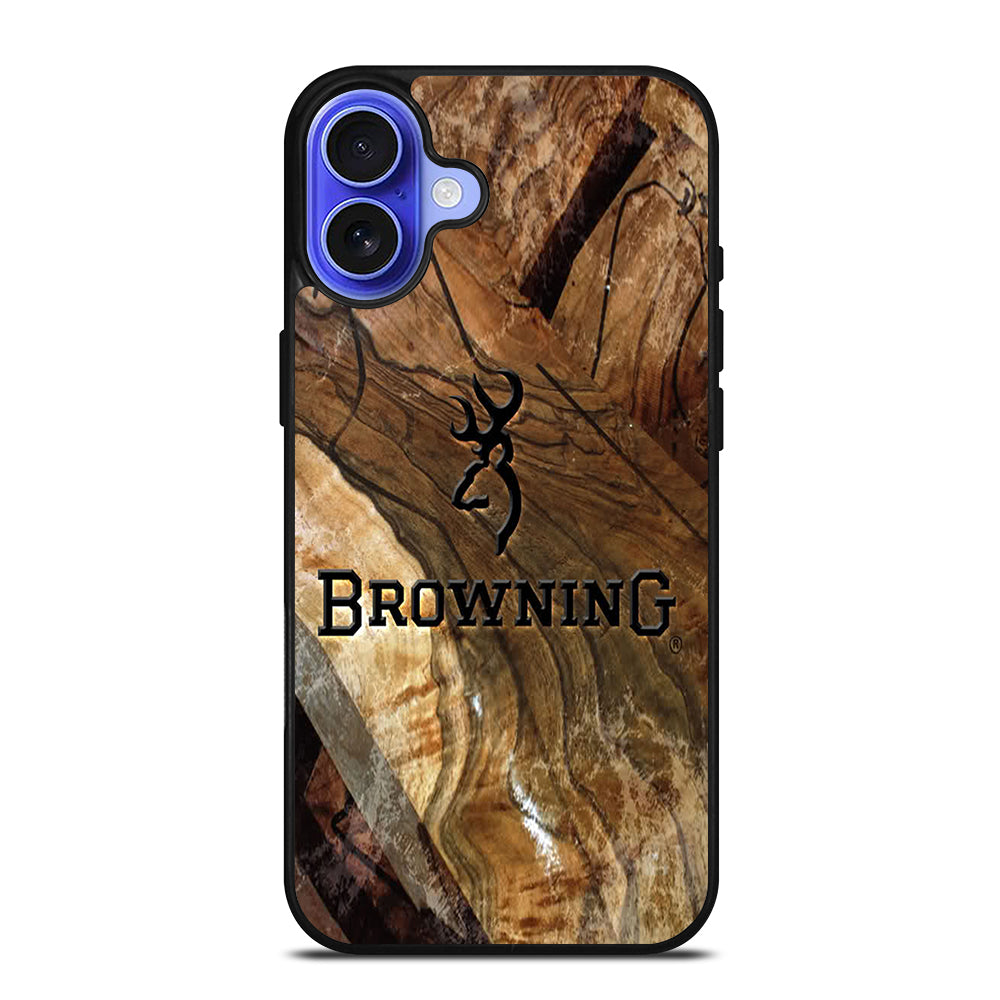 BROWNING DEER WOODEN LOGO iPhone 16 Case Cover