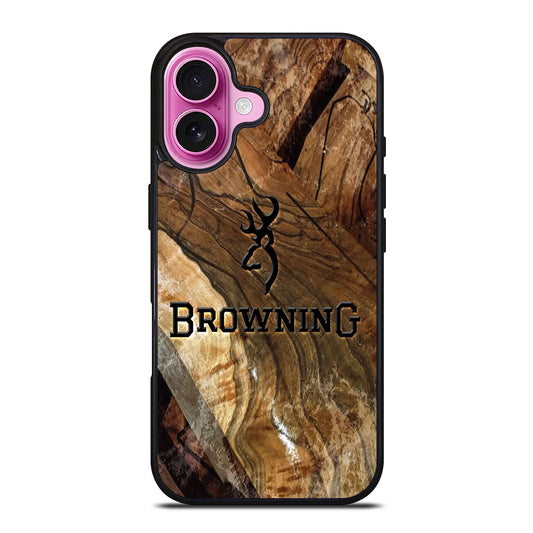 BROWNING DEER WOODEN LOGO iPhone 16 Plus Case Cover