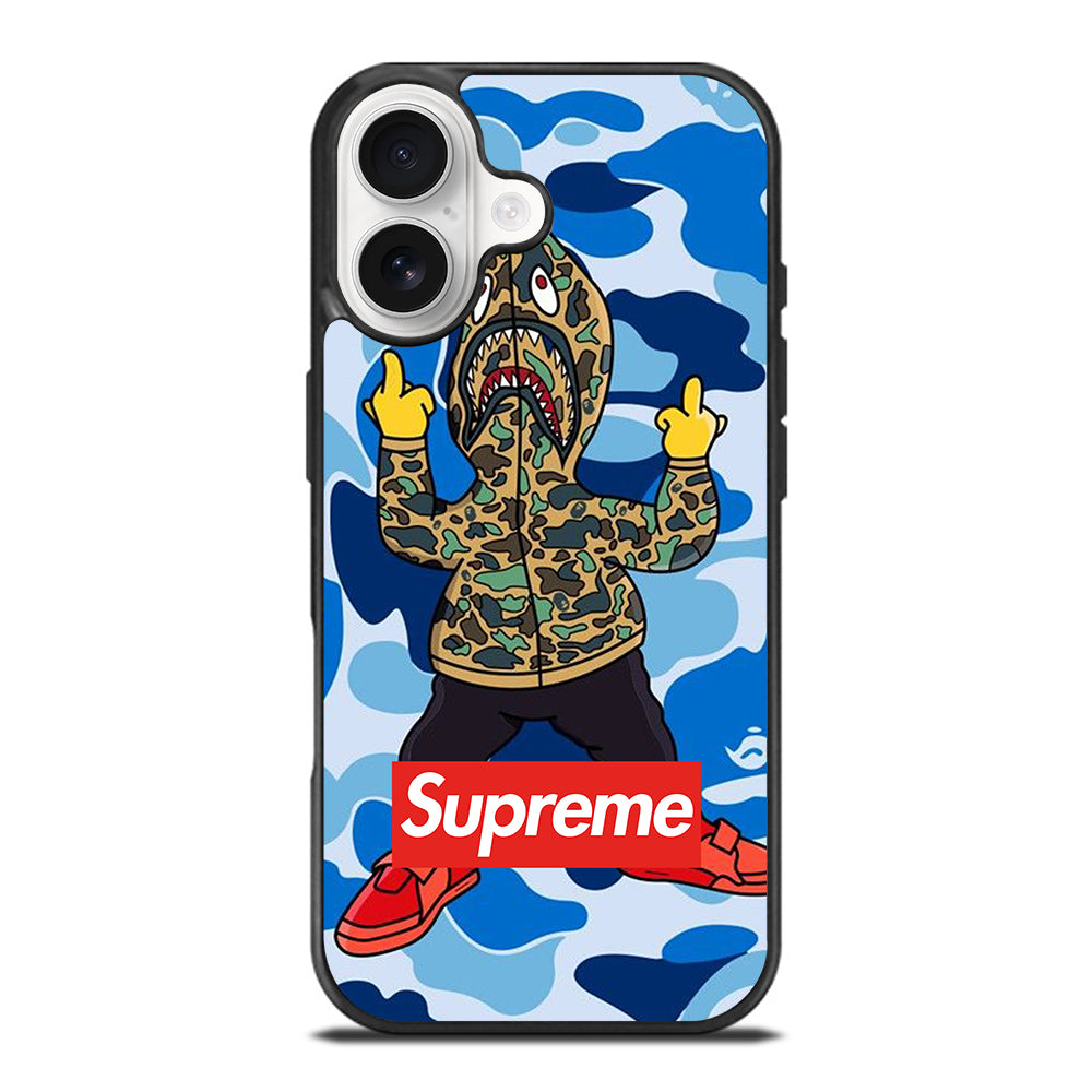 CAMO BAPE SHARK BLUE iPhone 17 Case Cover