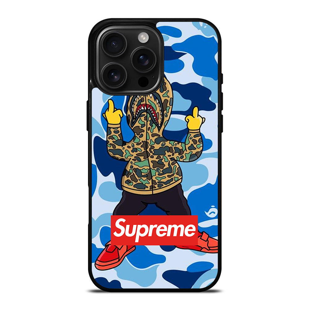 CAMO BAPE SHARK BLUE iPhone 16 Pro Max Case Cover