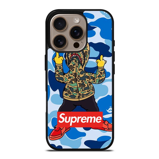 CAMO BAPE SHARK BLUE iPhone 16 Pro Case Cover