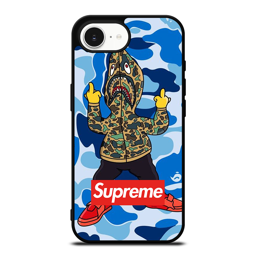 CAMO BAPE SHARK BLUE iPhone 16e Case Cover