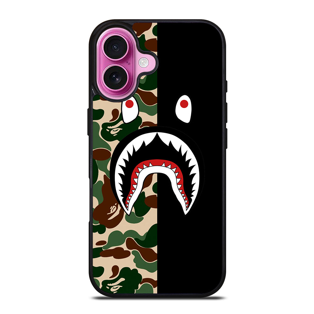 CAMO BAPE SHARK LOGO 2 iPhone 16 Plus Case Cover
