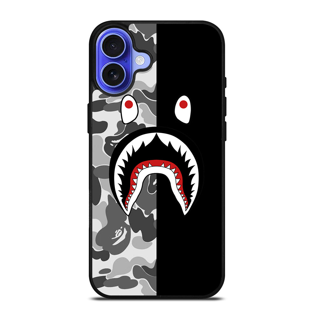 CAMO BAPE SHARK LOGO 3 iPhone 16 Case Cover