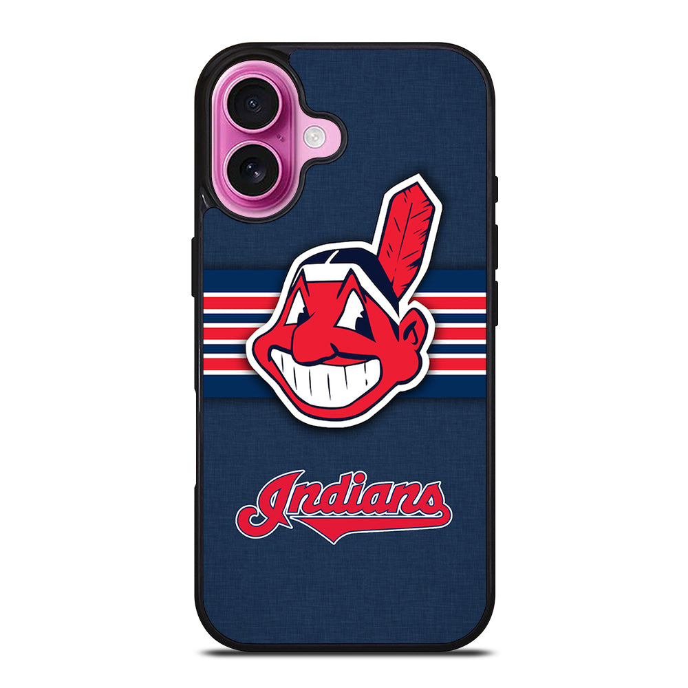 CLEVELAND INDIANS MLB STRIPE iPhone 16 Plus Case Cover