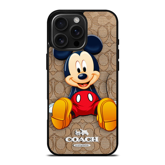 COACH BROWN MICKEY MOUSE iPhone 16 Pro Max Case Cover