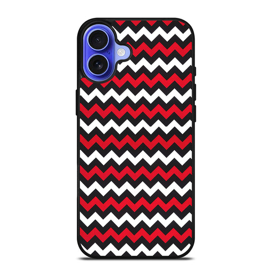 COLOR BLOCK DARK RED CHEVRON PATTERN iPhone 16 Case Cover