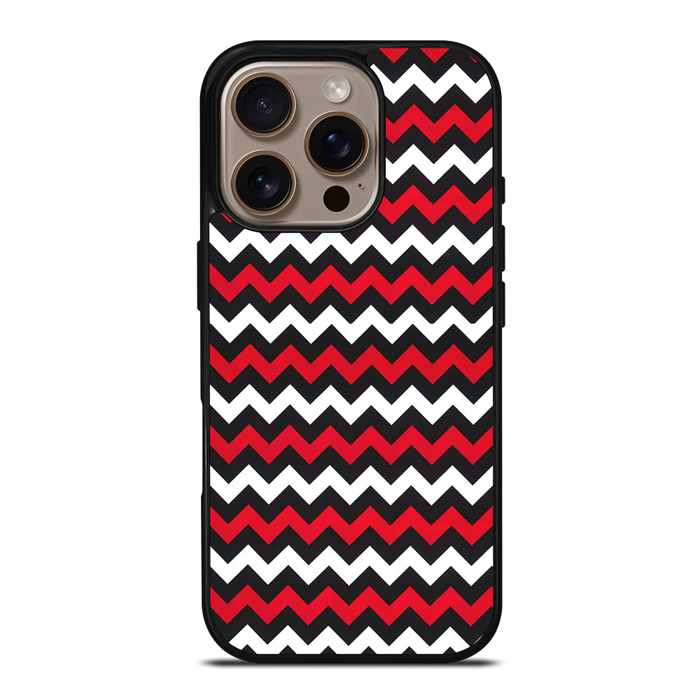 COLOR BLOCK DARK RED CHEVRON PATTERN iPhone 16 Pro Case Cover