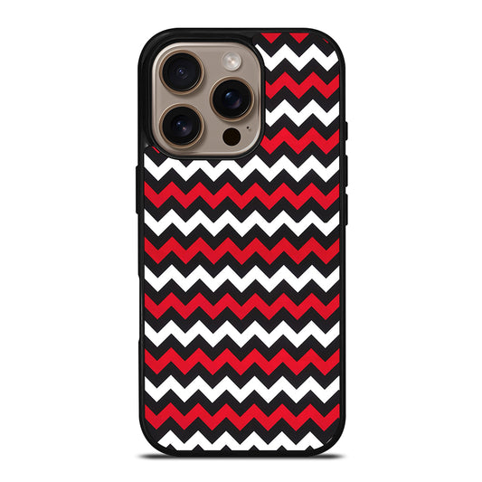 COLOR BLOCK DARK RED CHEVRON PATTERN iPhone 16 Pro Case Cover