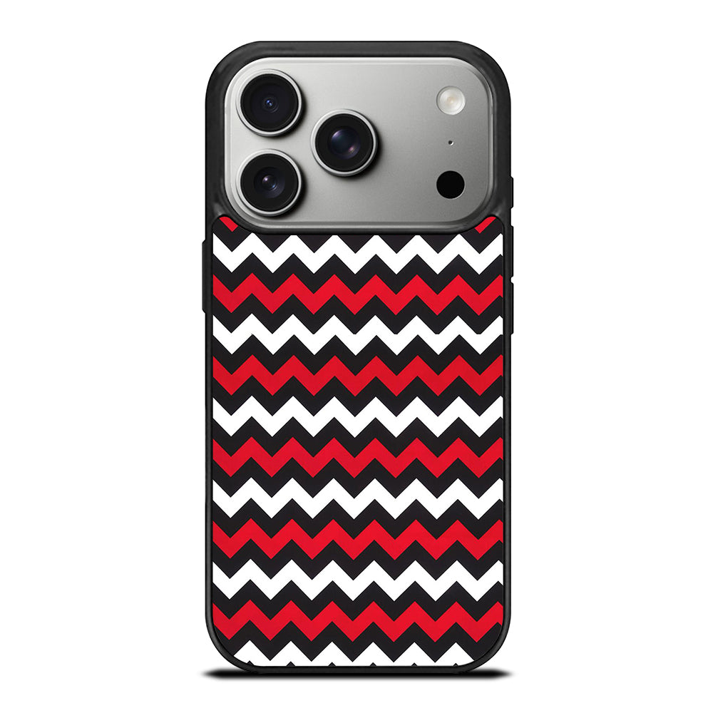 COLOR BLOCK DARK RED CHEVRON PATTERN iPhone 17 Pro Case Cover