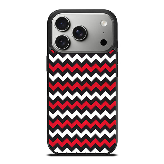 COLOR BLOCK DARK RED CHEVRON PATTERN iPhone 17 Pro Case Cover