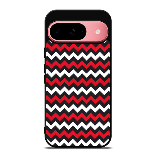 COLOR BLOCK DARK RED CHEVRON PATTERN Google Pixel 9 Case Cover
